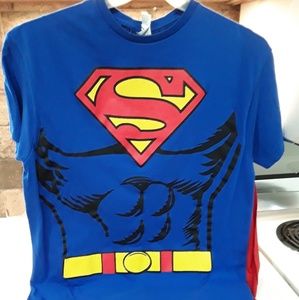 Mens large Superman shirt with Cape for Halloween